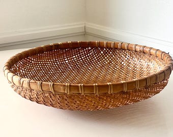 18.5” Extra Large Vintage Round Winnowing Bamboo Basket