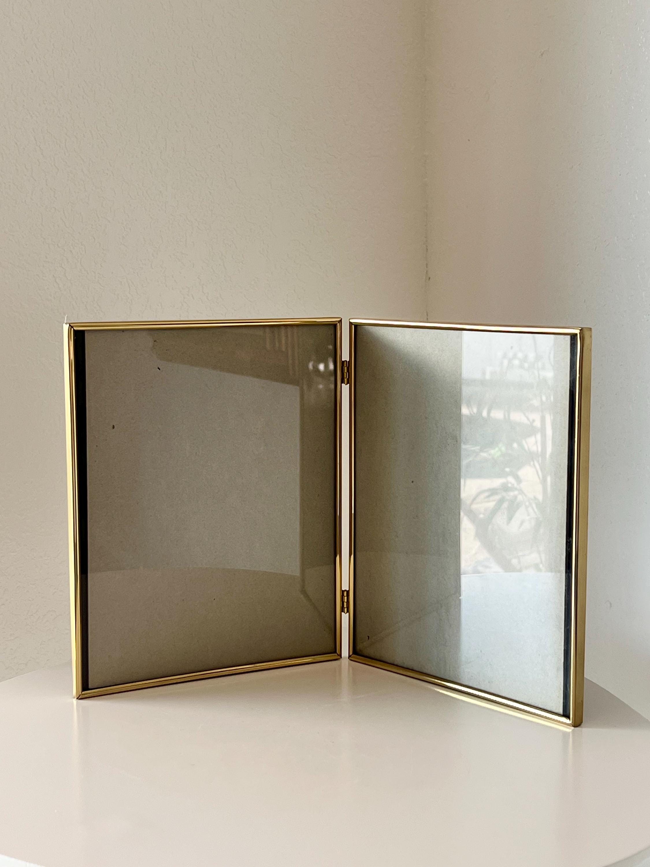 Large Vintage Gold Tone Metal Bifold Double Hinged Picture Frame - Etsy