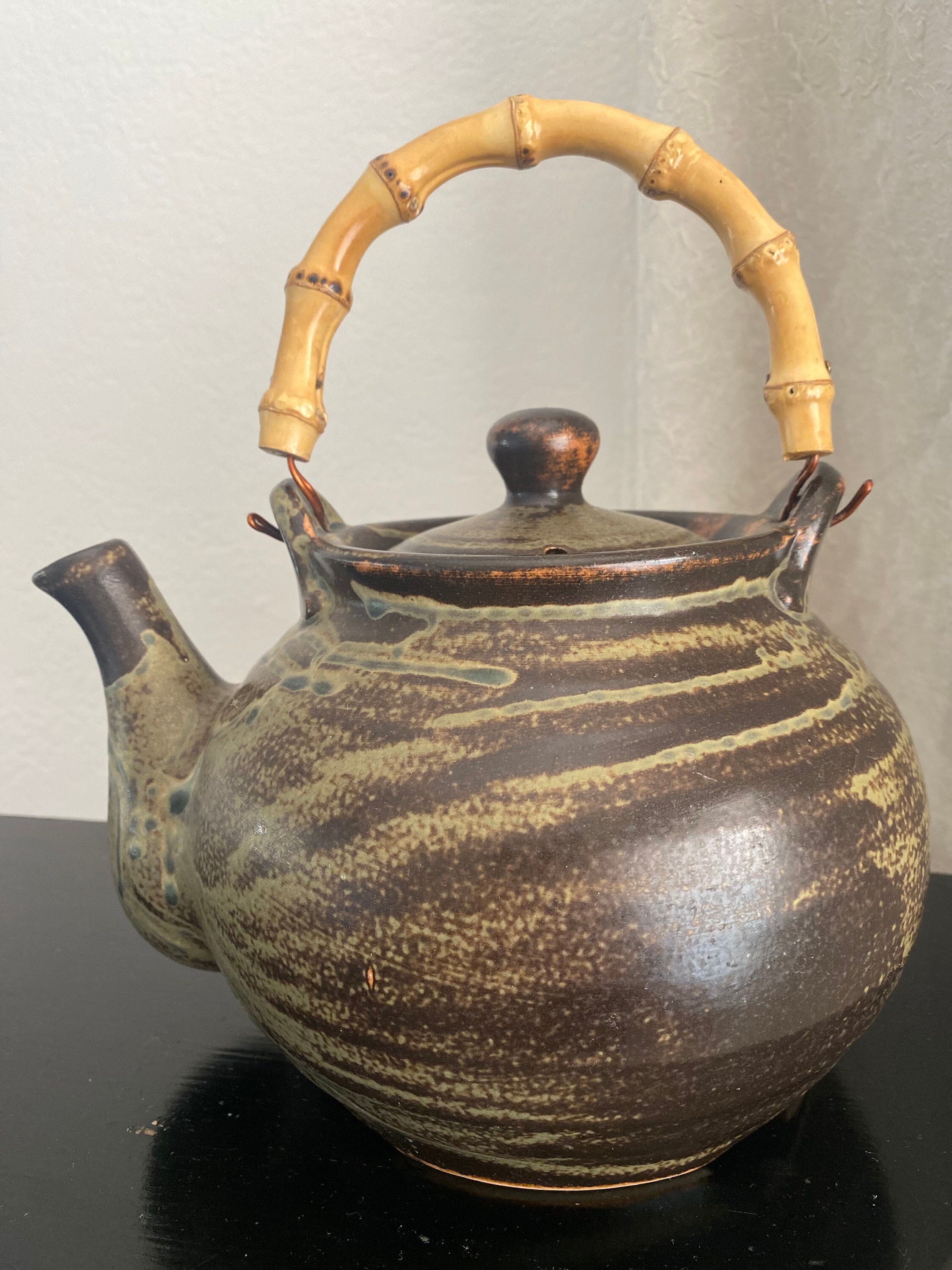 Ceramic teapot with bamboo handle Etsy