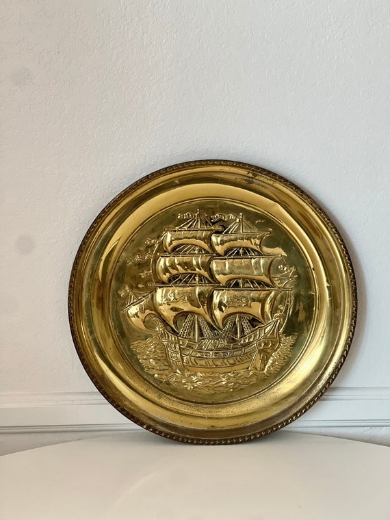 Vintage Brass Sailing Ship Wall Plaque Made in England - Etsy