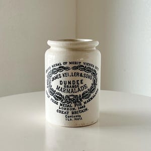 Antique James Keiller & Sons Dundee Marmalade Jar 1873 Vienna Medal Ironstone Crock