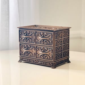 Vintage Lerner Faux Wood Box with Two Drawers