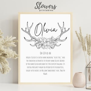 Olivia Name Sign, Baby Name Signs, Name Print, Wall Art, Minimalist Print, Minimalist Art, Modern Art, Modern Poster Print, Girl Names