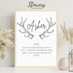 Asher Name Sign, Baby Name Signs, Name Print, Wall Art, Minimalist Print, Minimalist Art, Modern Art, Modern Poster Print, Boy Names