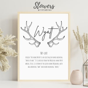 Wyatt Name Sign, Baby Name Signs, Name Print, Wall Art, Minimalist Print, Minimalist Art, Modern Art, Modern Poster Print, Boy Names