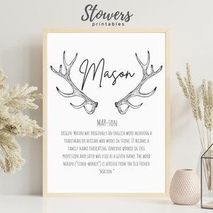 Mason Name Sign, Baby Name Signs, Name Print, Wall Art, Minimalist Print, Minimalist Art, Modern Art, Modern Poster Print, Boy Names