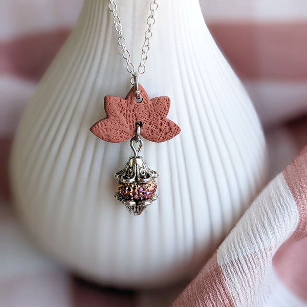 THE ADELE | Polymer Clay Modern Boho Lotus Flower Princess Necklace