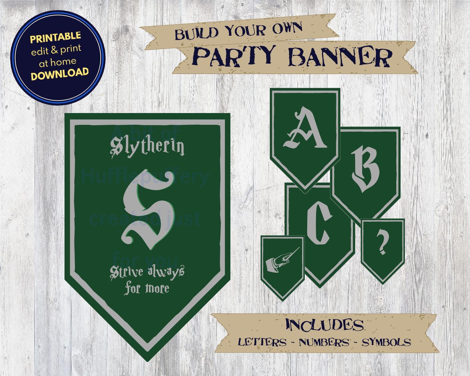 Printable Slytherin Pennants Make Your Own Harry Potter Etsy