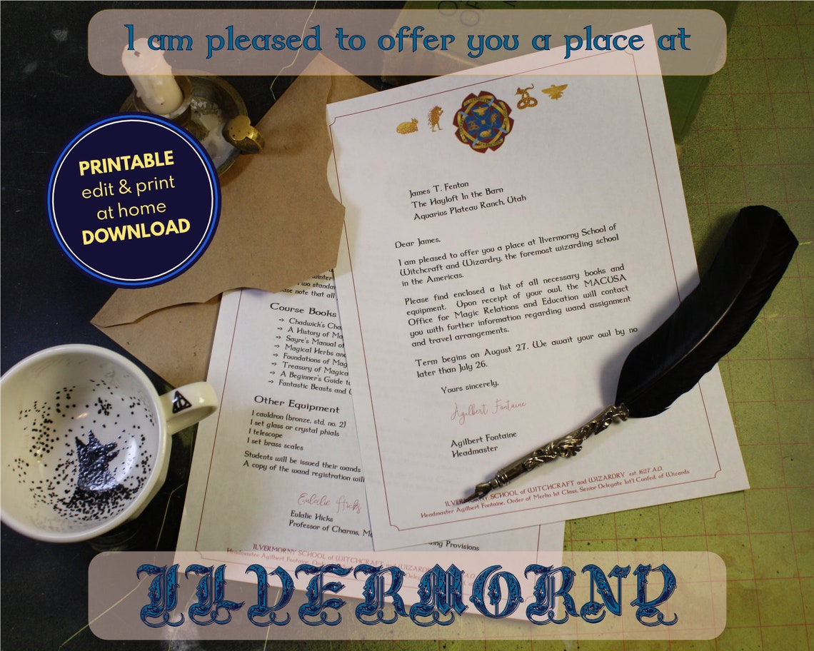 Ilvermorny Acceptance Letter Printable Editable PDF Etsy