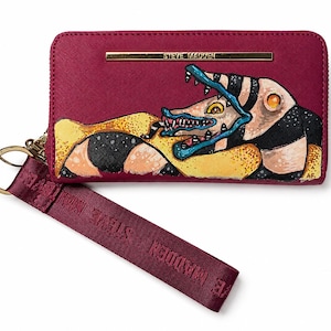 Hand Painted Sand-worm Wallet | Steve Madden Zip Around Wallet | Fan Art from Beetlejuice| Horror Goth Spooky Gift | OOAK by Alisa Fugate