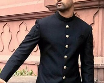 black sherwani suit