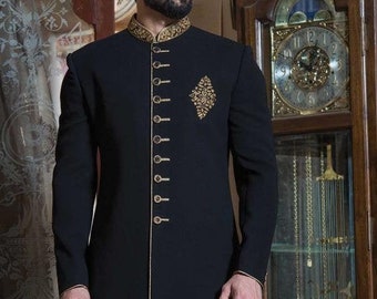 simple black sherwani