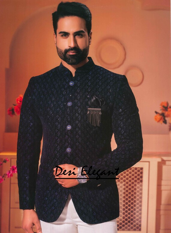 Jodhpuri Suit Indian Designer Navi Blue 