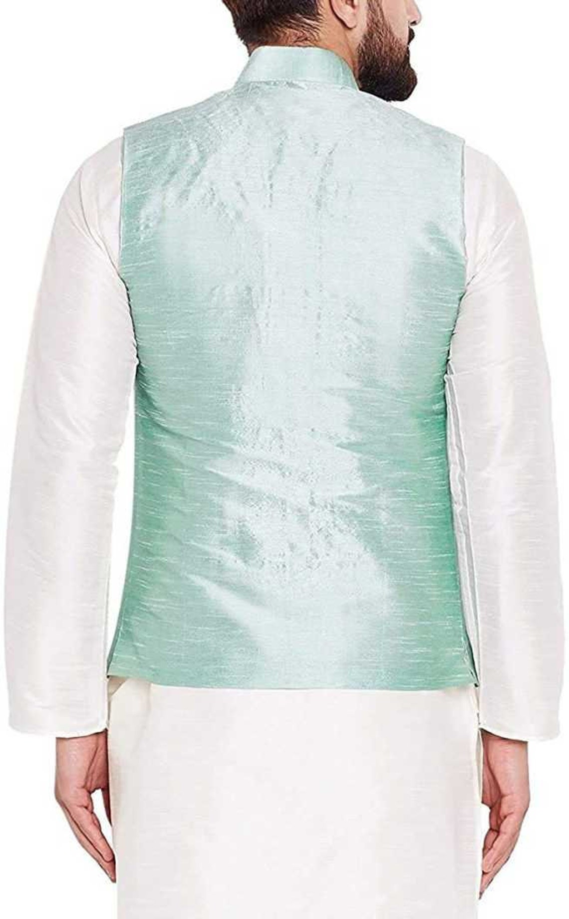 Vest Indian Waistcoat Sea Green Nehru Jacket Sleeveless Modi Etsy