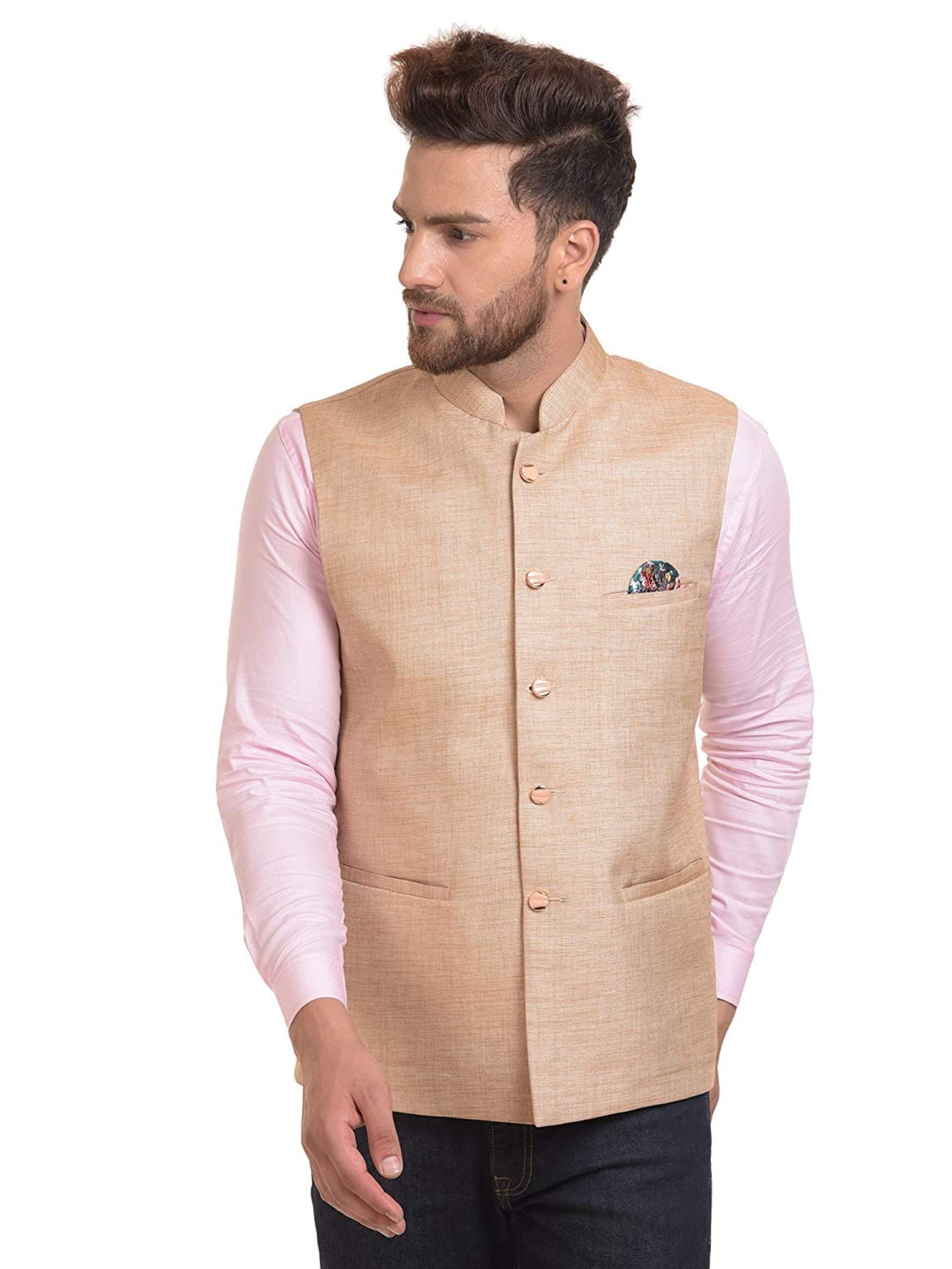 Vest Indian Waistcoat Beige Nehru Jacket Sleeveless Modi Etsy