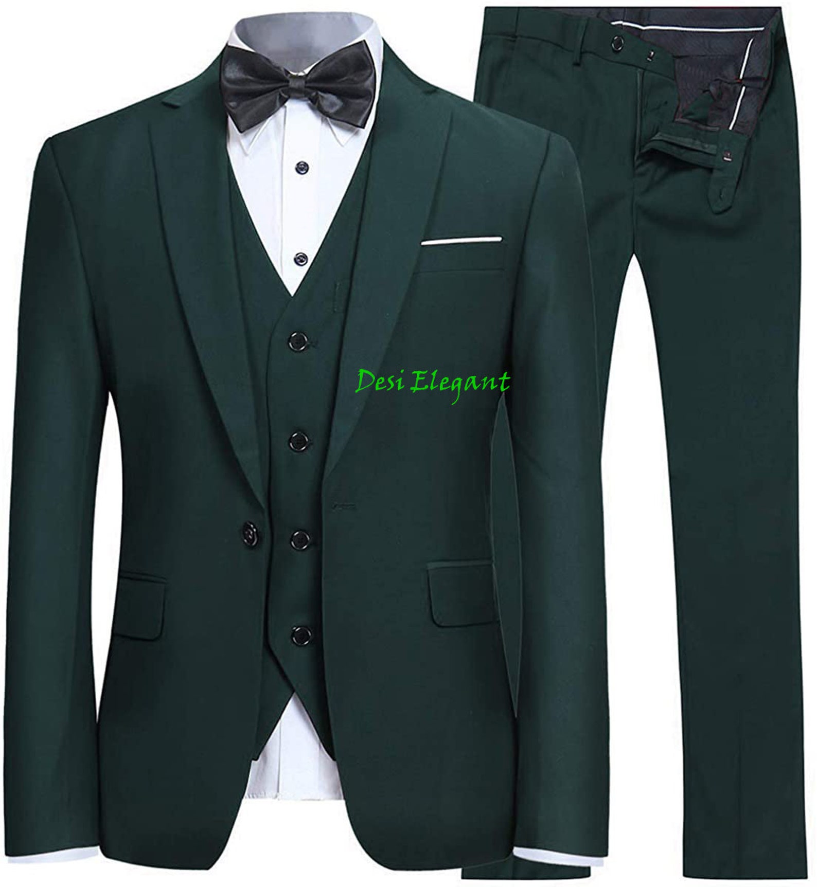 Men Suit Emerald Green Coat Pant 3 piece Suits Vest Blazer Etsy