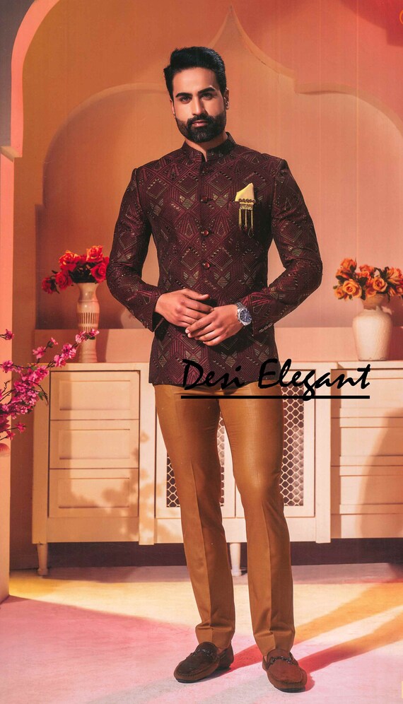 Jodhpuri Suit Indian Designer Maroon 