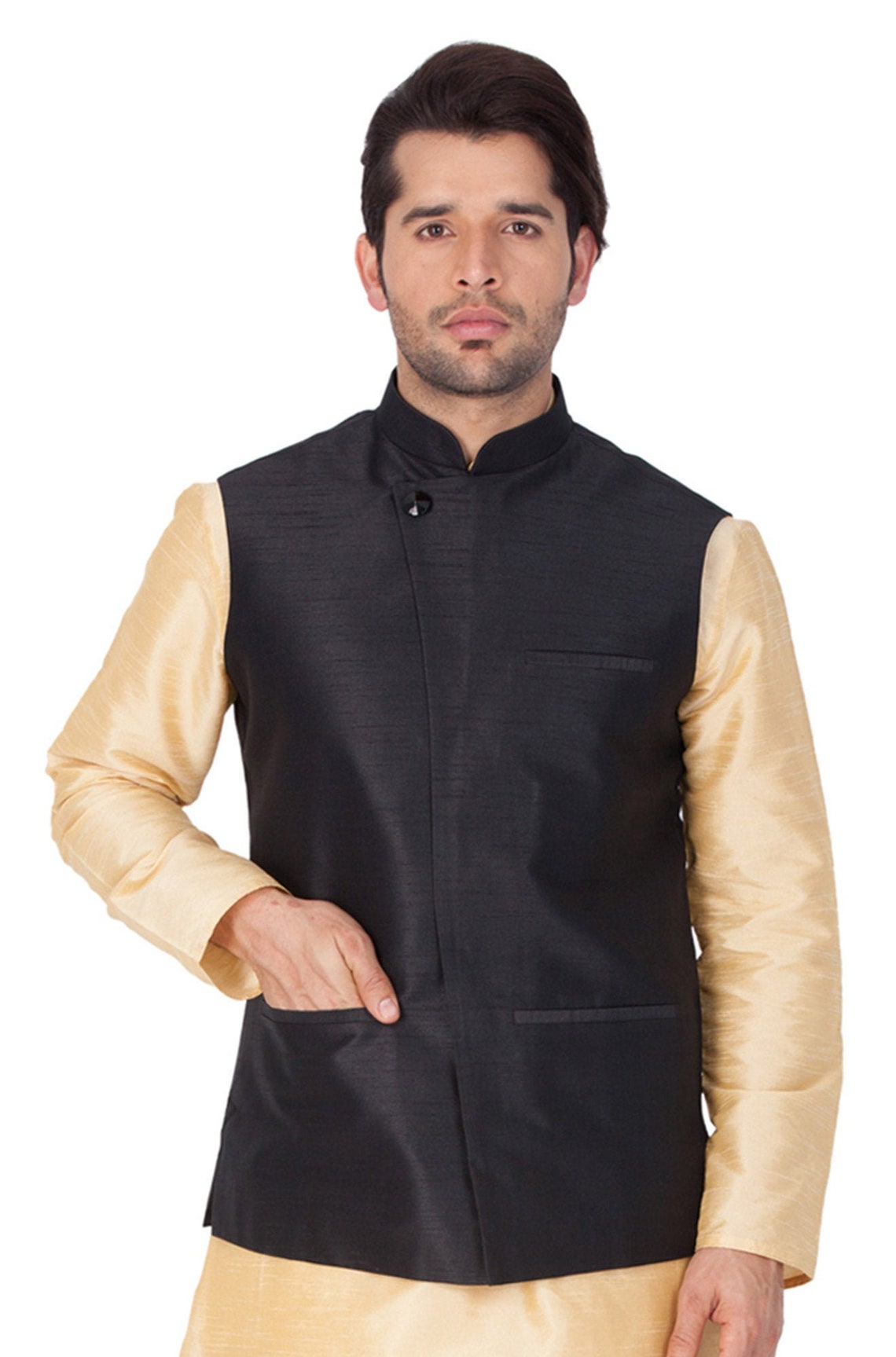 Vest Indian Waistcoat Black Nehru Jacket Sleeveless Modi Etsy