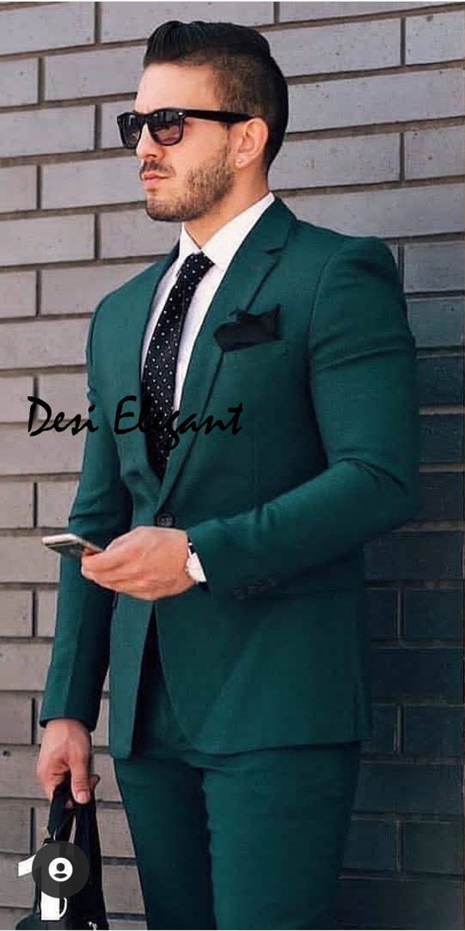 Men Suit Green Coat Pant 2 piece Suits Vest Blazer Trouser Set Etsy