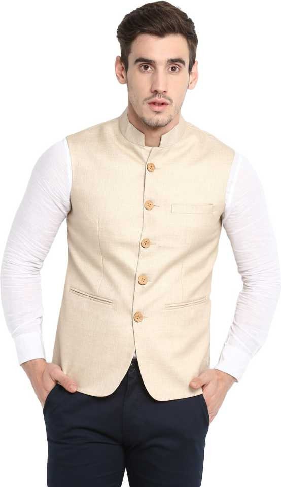 Vest Indian Waistcoat Beige Nehru 