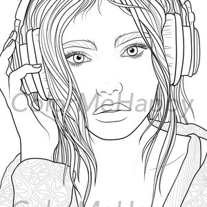 Music Addict | Hand Drawn | Contemporary Coloring | Digital Download | Adult Coloring Page