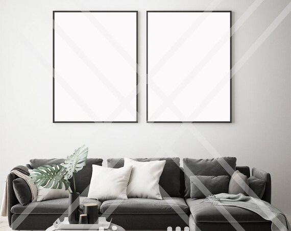 Vertical Mockup Two Verticle Frames Black Sofa Vertical Mockup Two Verticle Frames Black Sofa