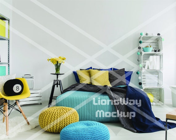 Mockup Room Blank Wall Mockup Beautiful Combination Of Yellow