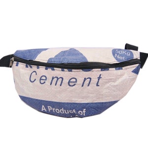 fanny pack, bumbag, from old cementsacks, upcycling,r ecycling, made in a social project in kenyaa, fair, ultralight and durable