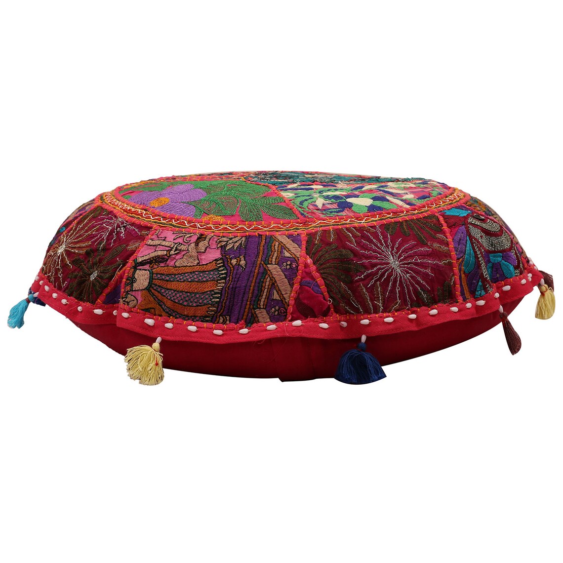 32'' Indian Round Floor Pillow Cotton Patchwork Throw Etsy
