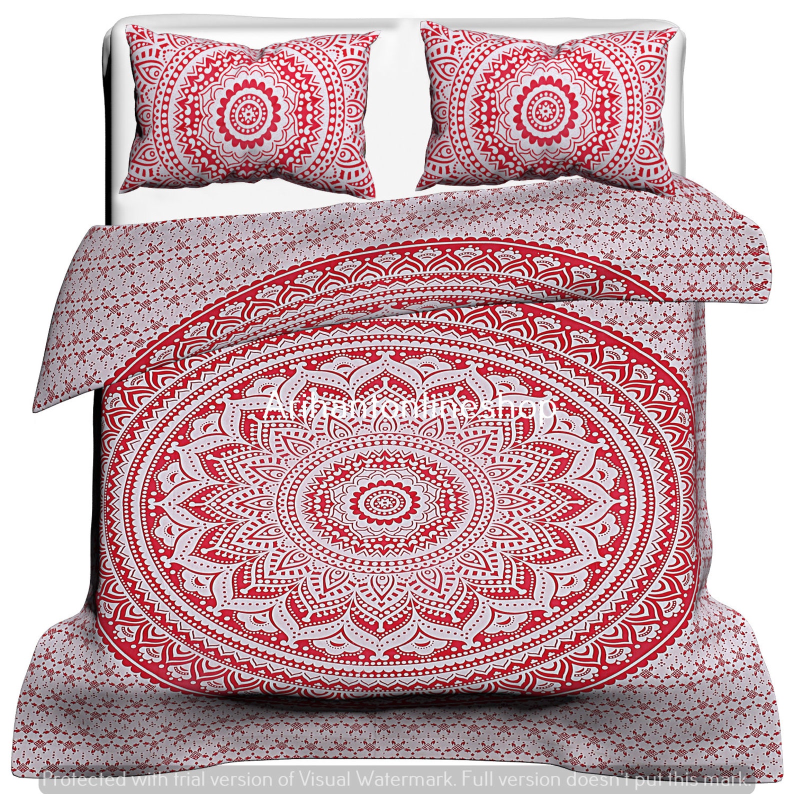 Couverture De Lit Kantha Fait Main - Motif Fleurs, Taille Queen, Bleu Ciel, 100% Coton