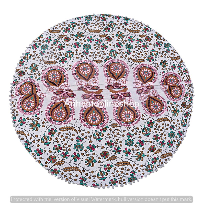 Cotton Floor Pillow Cover Large Indian Cotton Mandala Ottomans Cover Hippie Peacock Pouffe Cover 32/'/' Inch Cushion Cover