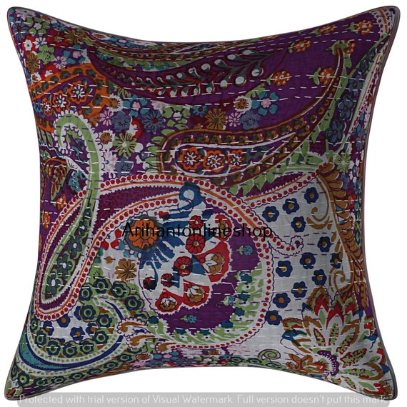 Hippie Cotton Handmade Paisley Bohemian Pillow Case Square | Etsy