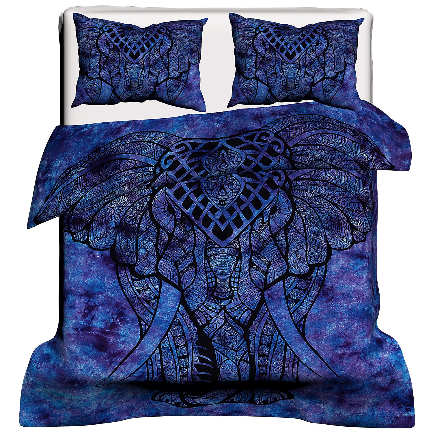 Bohemian Multi Tie Dye Elephant Print Double Duvet Cover Etsy