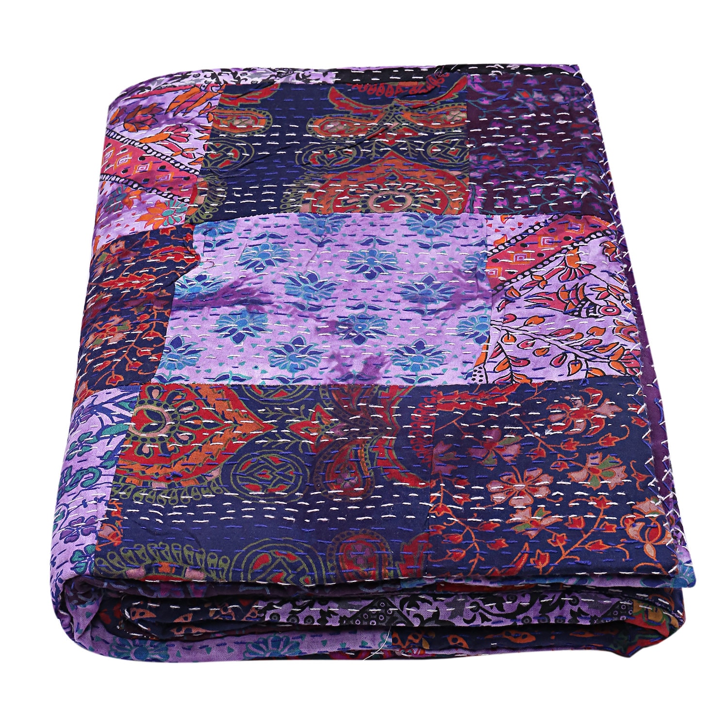 Indian Patchwork Blanket Cotton Kantha Handmade Quilts Queen - Etsy UK