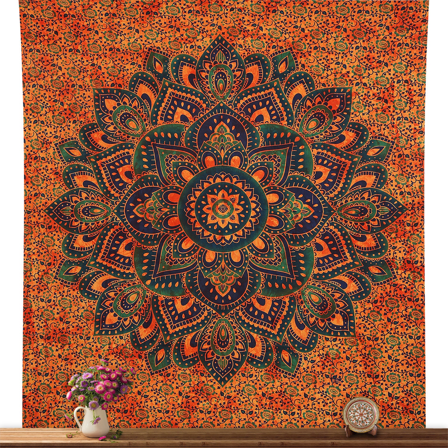 Baumwolle Textil werfen Wandbehang Blumen-Mandala Bettwäsche Königin-Tapisserie Baumwolle Textil werfen Wandbehang Blumen-Mandala Bettwäsche Königin-Tapisserie