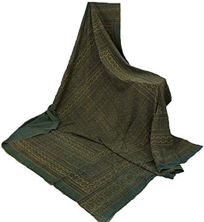 Kantha Quilt Handmade Kantha Quilt Throw King Size Ajrakh Bedcover Ajrakh Block Print Kantha Bedspread Blanket