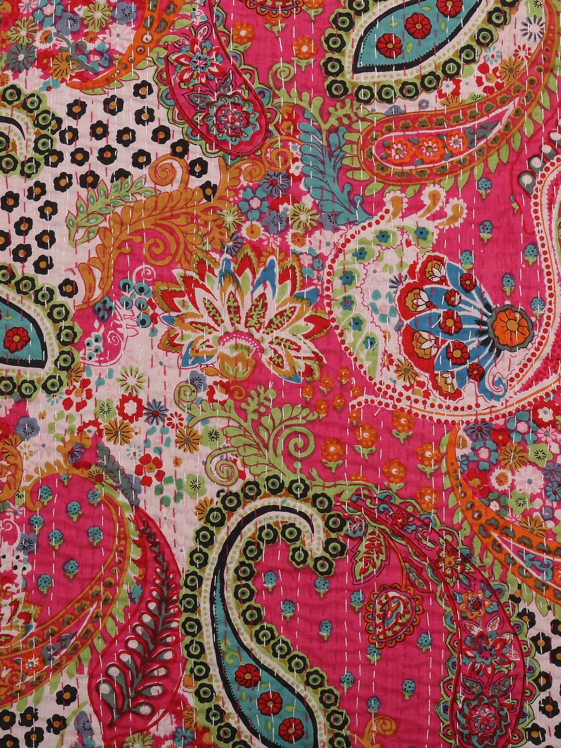 Hippie Red Paisley Print Queen Blanket Handmade Cotton Kantha Etsy