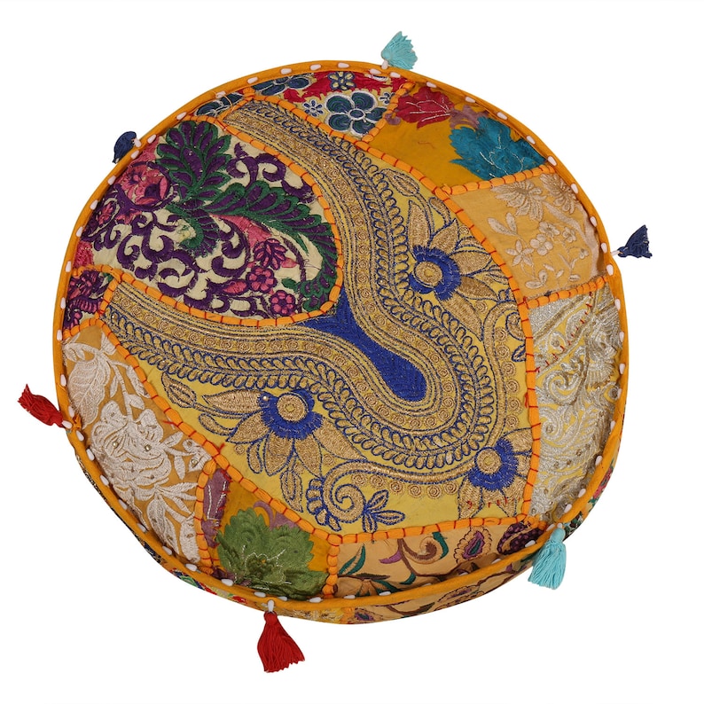 Bohemian Orange Patchwork Indian Pillow Indian Decorative art Cushion Cover 16/"