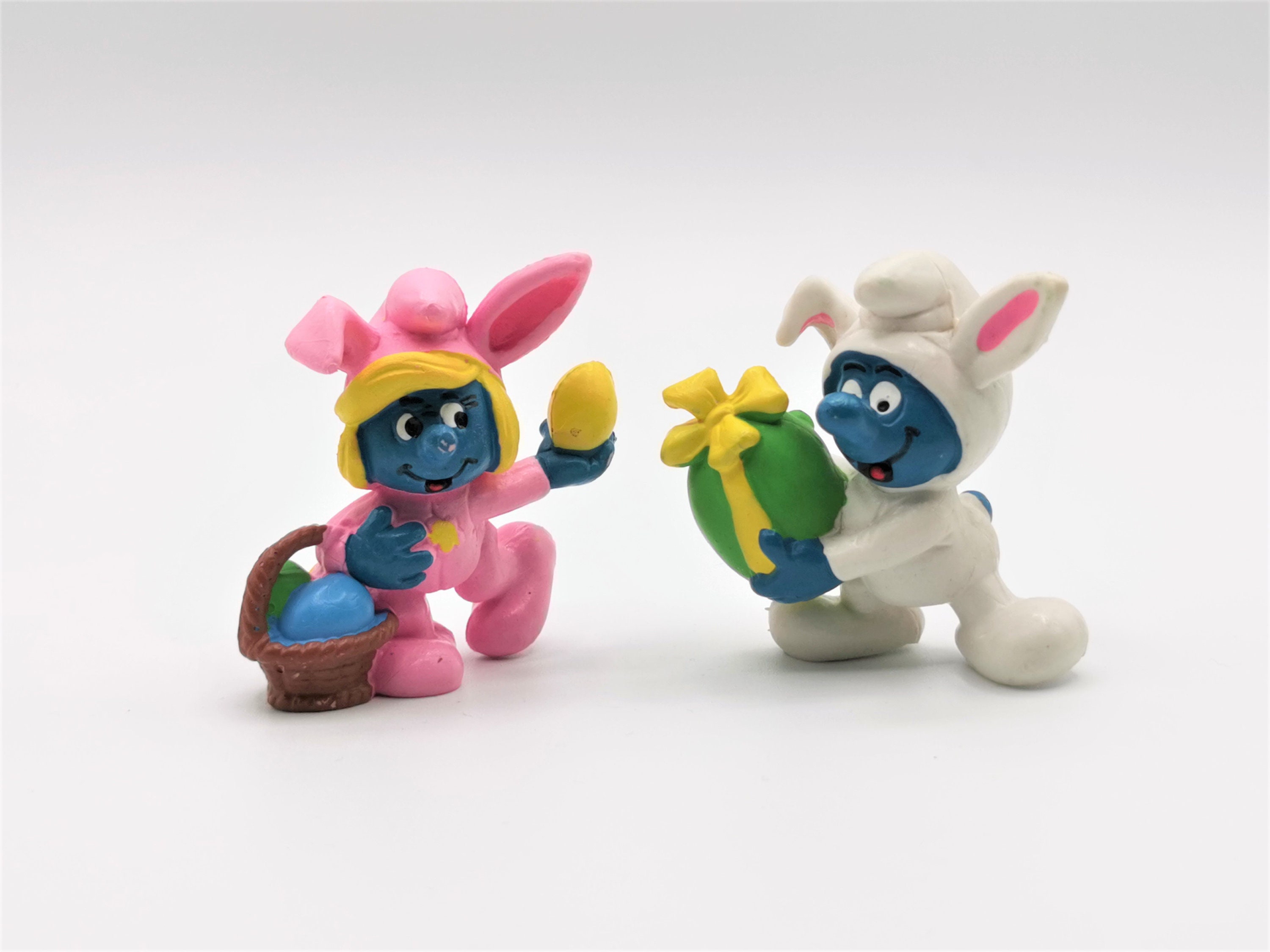 Set of 4x 1980s Schleich Peyo Easter Smurfs & Smurfettes 