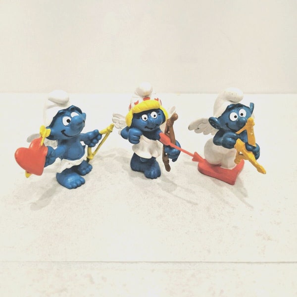 Schleich Valentines Day Trio of Cupid Smurfs (Puffi Pitufo Schlumpf Schtroumpf)