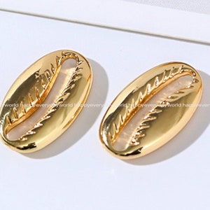 3pcs 10x16mm Sea shell Cowrie charm connector 14k Gold plated Pendant charm DIY Jewelry Accessories Findings Wholesale Supplies sj361-#3