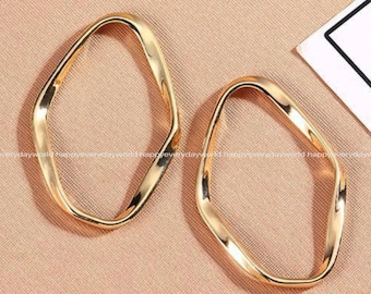 4pcs gold Hammered circle oval geometric 28x42mm Layered pendant Charms gold Plated  Jewelry Earrings Findings Wholesale Supplies sj310-6e