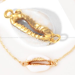 Natual Connector Ocean Cowrie Shell 23x12mm shell bracelet 24k Gold plated sea shell beach jewelry Findings Wholesale Supplies np576-TT