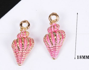 6pcs 18mm pink Snail ocean series gold plated charms brass pendant DIY Jewelry necklace Accessories Findings Wholesale Supplies sj311-20