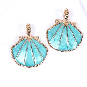 6pcs 20x24mm blue shell ocean series gold plated charms brass pendant DIY Jewelry Accessories Findings Wholesale Supplies sj311-16