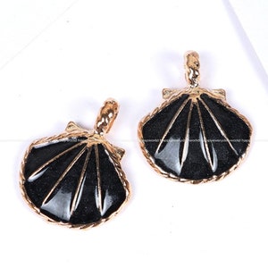 6pcs 20x24mm black shell ocean series gold plated charms brass pendant DIY Jewelry Accessories Findings Wholesale Supplies sj311-22u