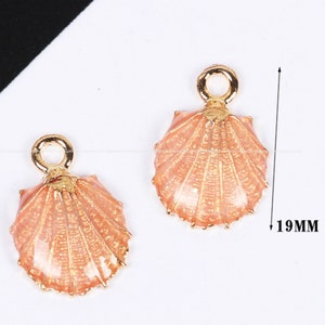 6pcs  19mm orange shell ocean series gold plated charms brass pendant DIY Jewelry Accessories Findings Wholesale Supplies sj311-6