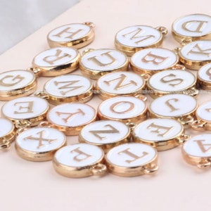 White Gold Plated Alphabet charm Gold plated Brass Letter Charm Pendant Alphabet Initial birthday charm Findings Supplies sw1004-2s