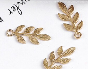6pcs 9.5x23mm gold Leaf Pendant charm connector gold plated DIY Jewelry earring Accessories Findings Wholesale Supplies leaf charms sj337e