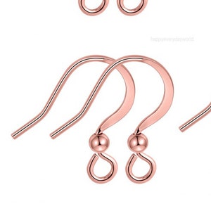 Rose Gold Plated Genuine 925 Sterling Silver Earrings Fish Hook 17x17.5mm Ear Wires DIY Jewelry Findings Wholesale Supplies BB253-R21s